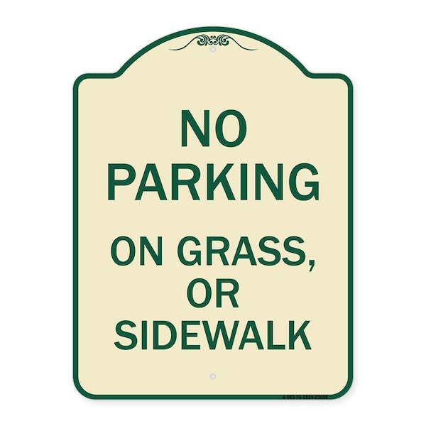 Signmission No Parking on Grass or Sidewalk Parking Heavy-Gauge Aluminum Sign, 24" x 18", TG-1824-23698 A-DES-TG-1824-23698 - main
